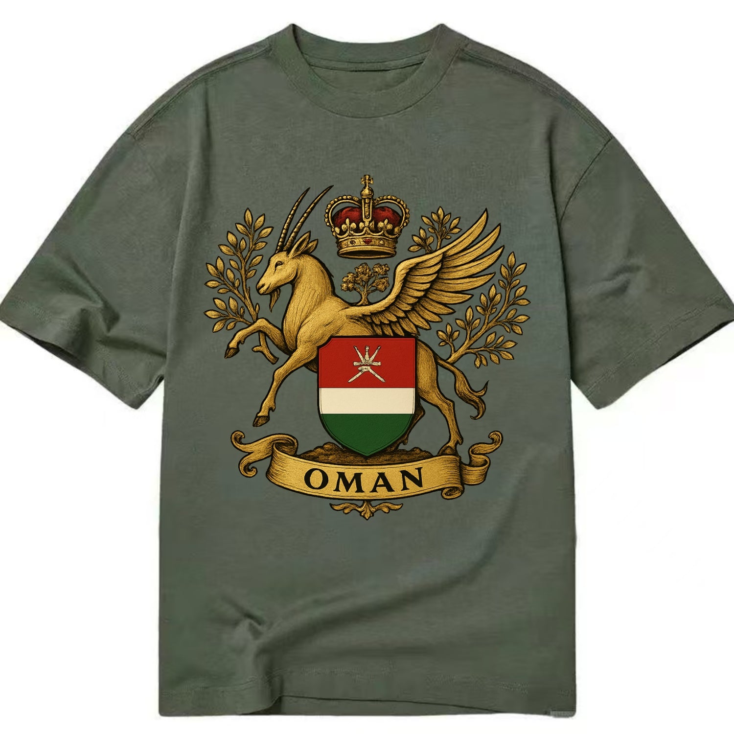 Oman Heritage Badge  - Classic T-shirt - Army Green
