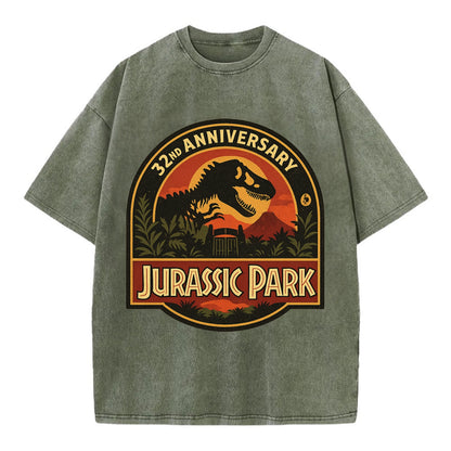Jurassic Park 32nd Anniversary - Vintage T-shirt - Army Green