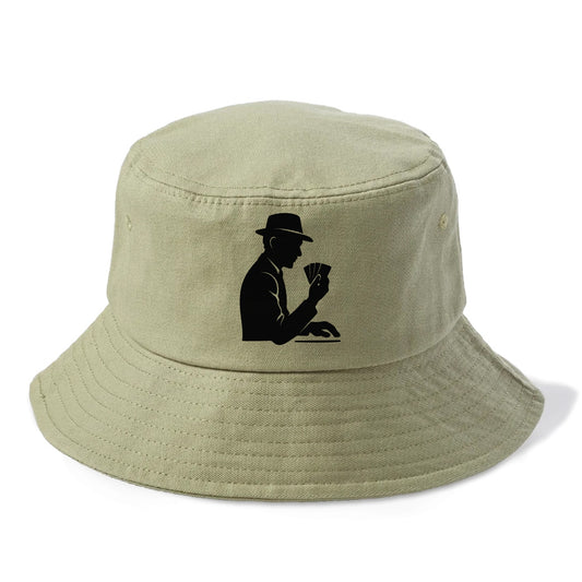 Poker player with cards close - Bucket Hat - Army Green