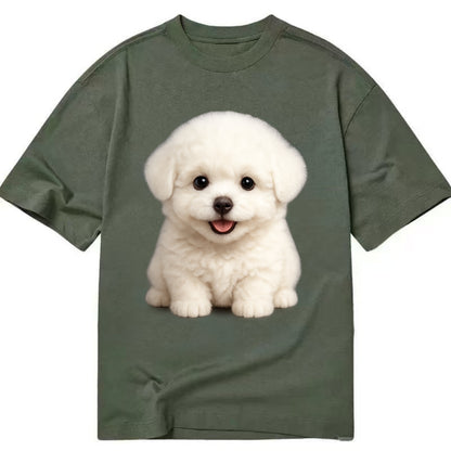 Baby Bichon Frise Puppy - white puffy cloud, dark eyes, happy expression, - Classic T-shirt - Army Green