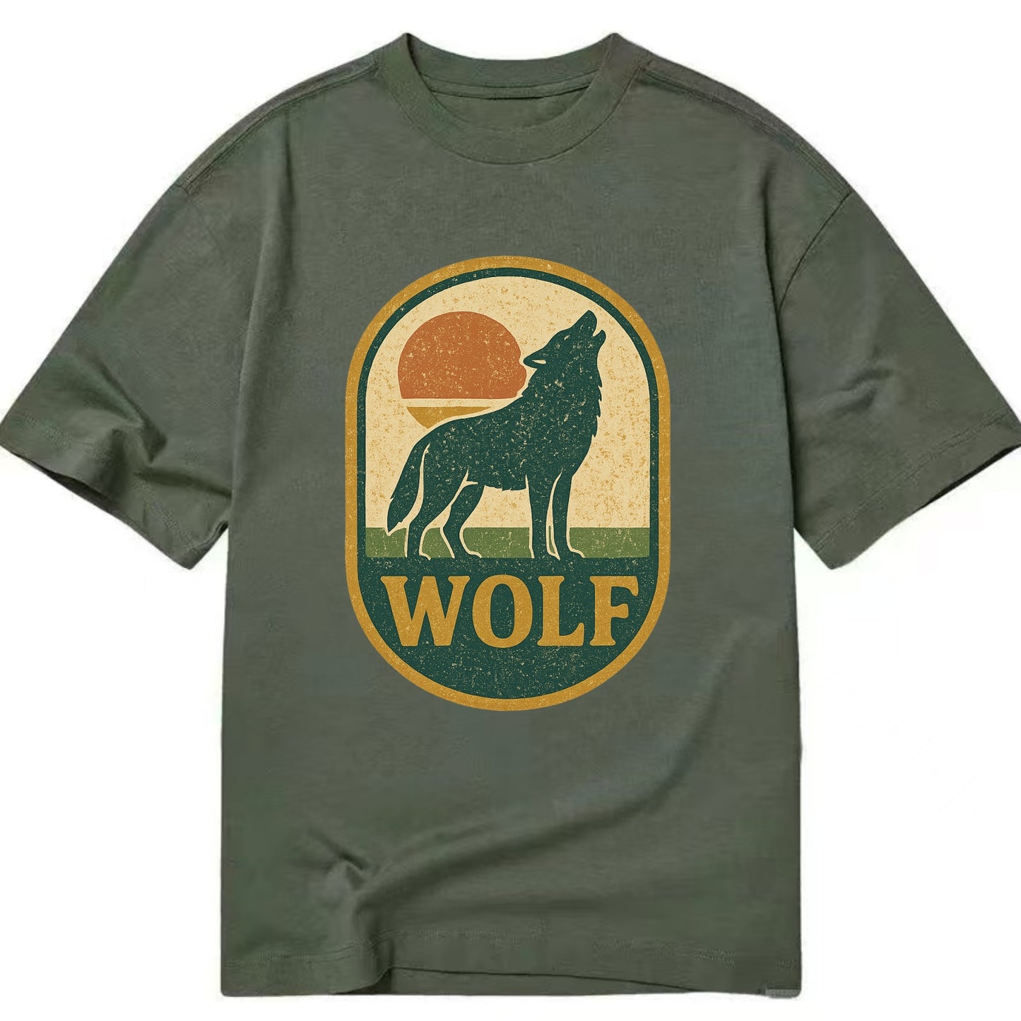 Carbon Fiber Wolf  - Classic T-shirt - Army Green