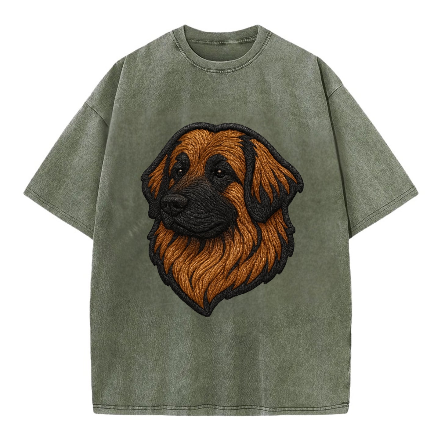 Leonberger - Contemporary lion-mane desi - Vintage T-shirt - Army Green