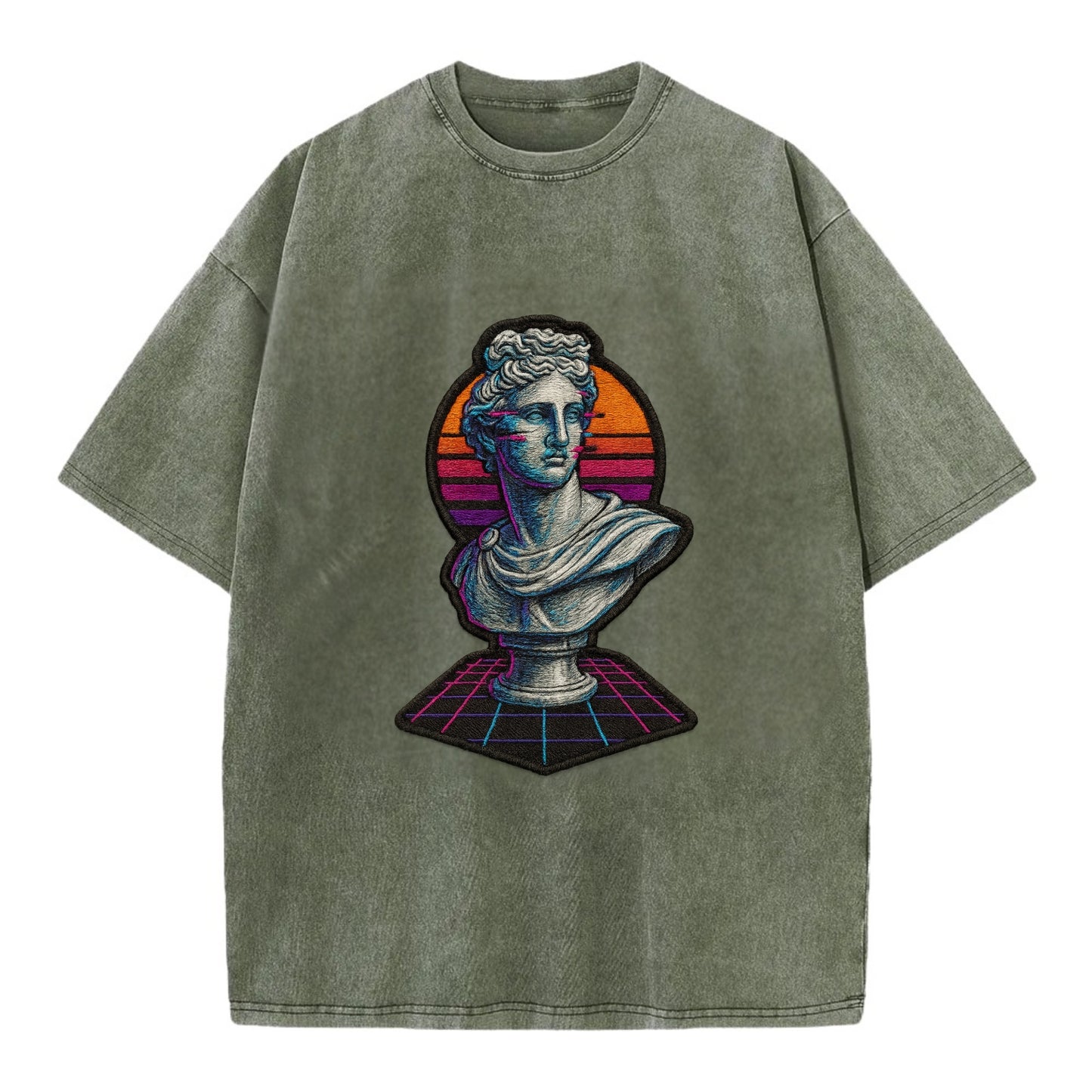 Greek Statue - Vintage T-shirt - Army Green