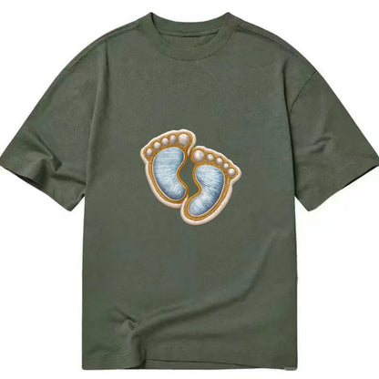 BABY FOOTPRINTS - tiny feet in pink or blue , newborn - Classic T-shirt - Army Green