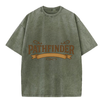 Bold typography design - "PATHFINDER" - finding the way, leading others - Vintage T-shirt - Army Green