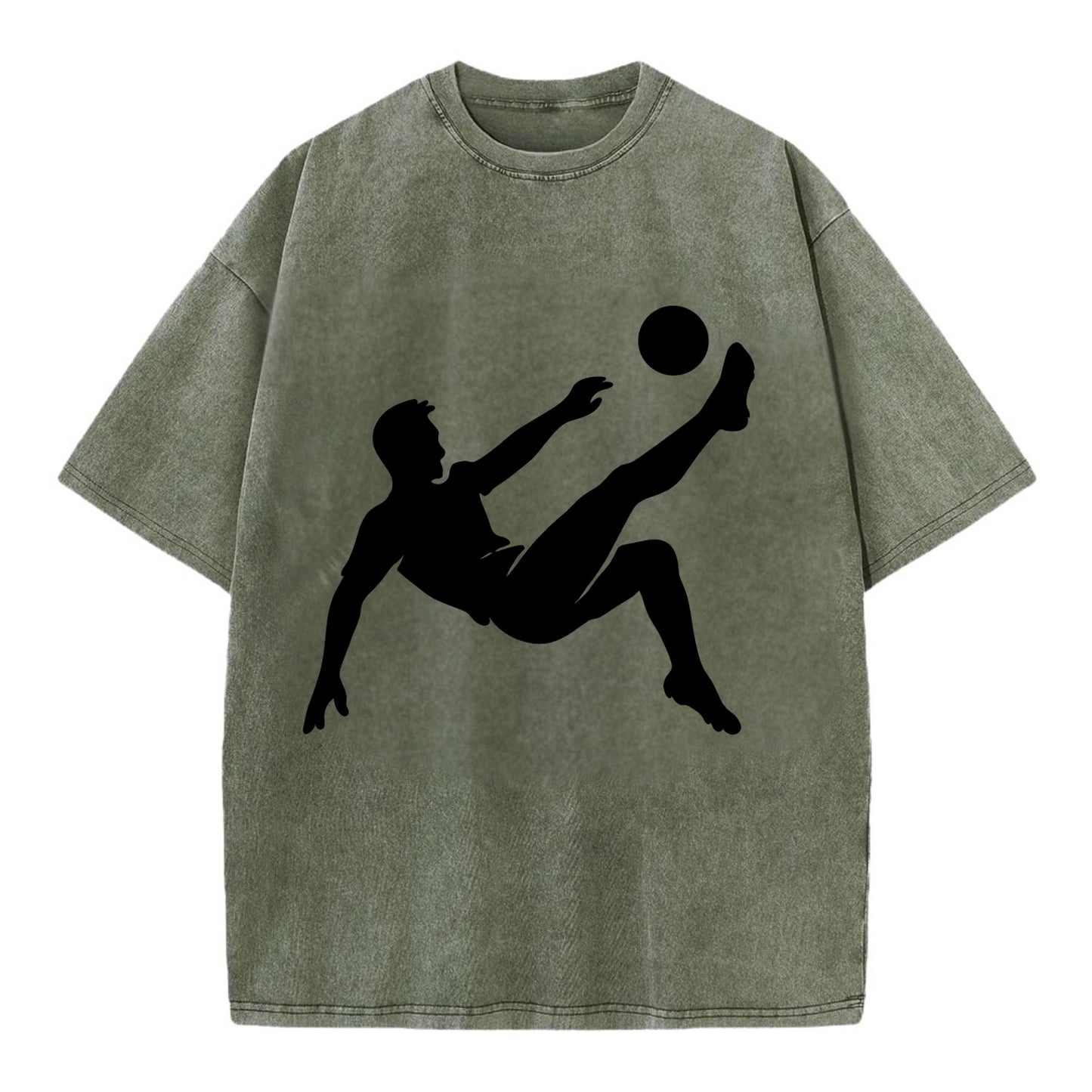 Soccer player kicking ball mid-air - Vintage T-shirt - Army Green