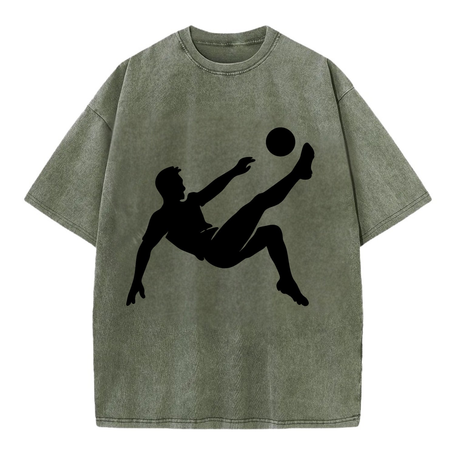 Soccer player kicking ball mid-air - Vintage T-shirt - Army Green