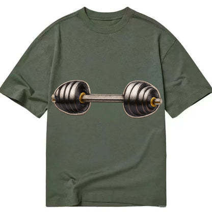 Embroidered patch design - WEIGHTLIFTING BARBELL - heavy barbell with plates in - Classic T-shirt - Army Green