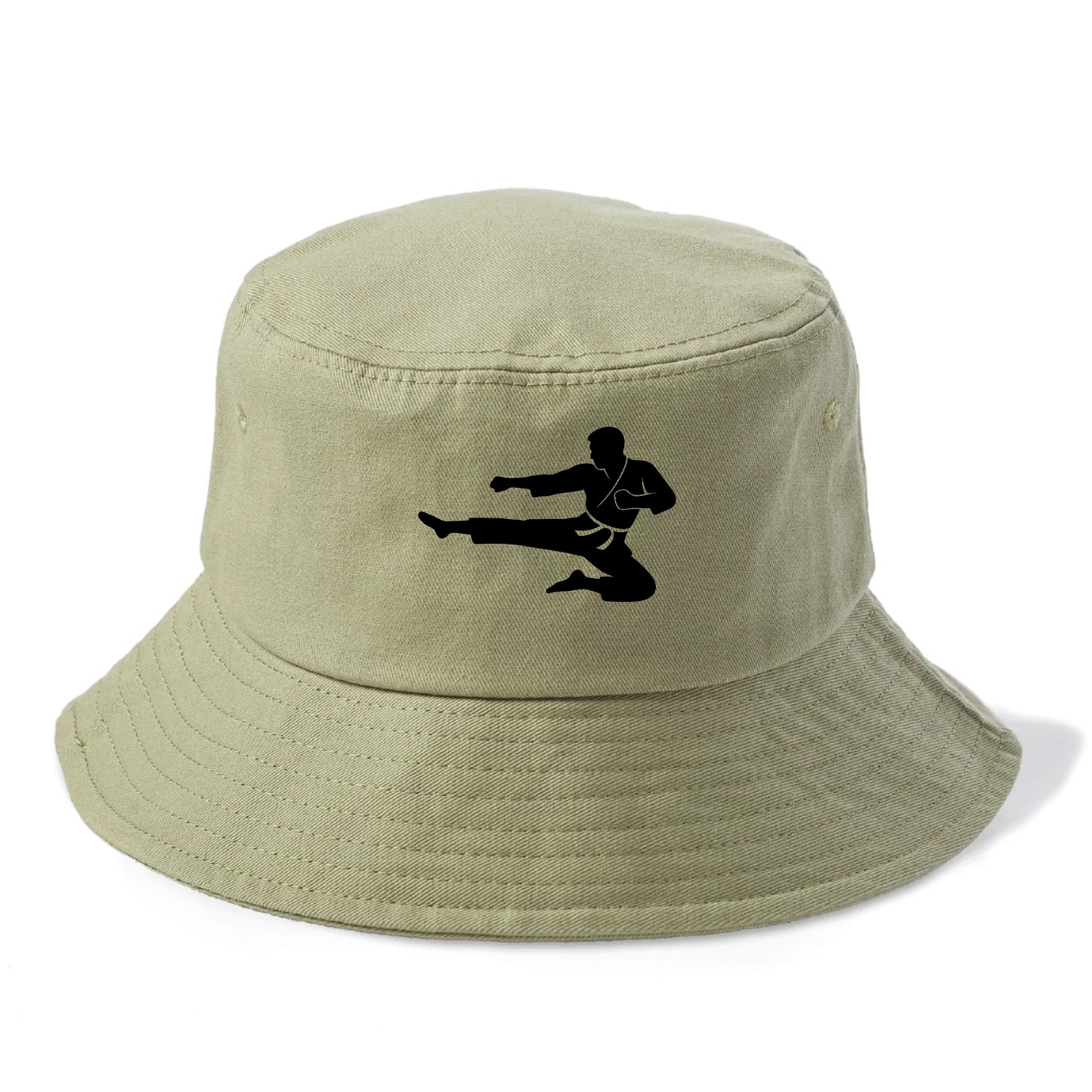 Martial artist flying kick - Bucket Hat - Army Green
