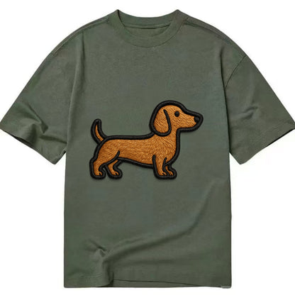 Dachshund - Modern elongated silhouette - Classic T-shirt - Army Green