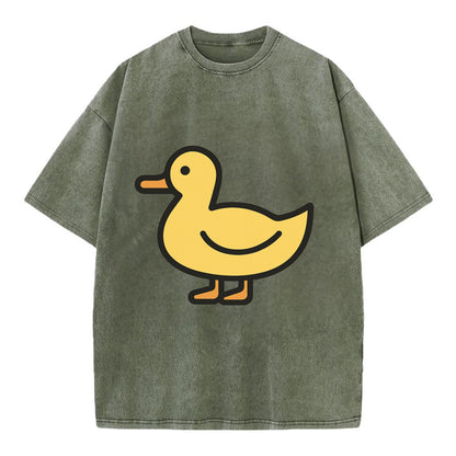 Duck - Yellow mallard flat side profile - Vintage T-shirt - Army Green