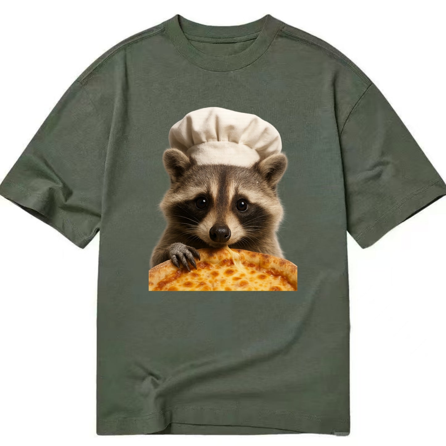 Pizza Dad Raccoon  - Classic T-shirt - Army Green