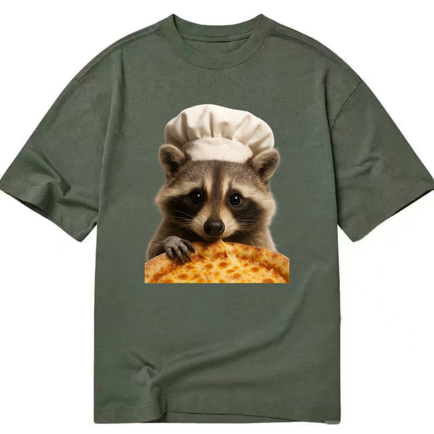 Pizza Dad Raccoon  - Classic T-shirt - Army Green