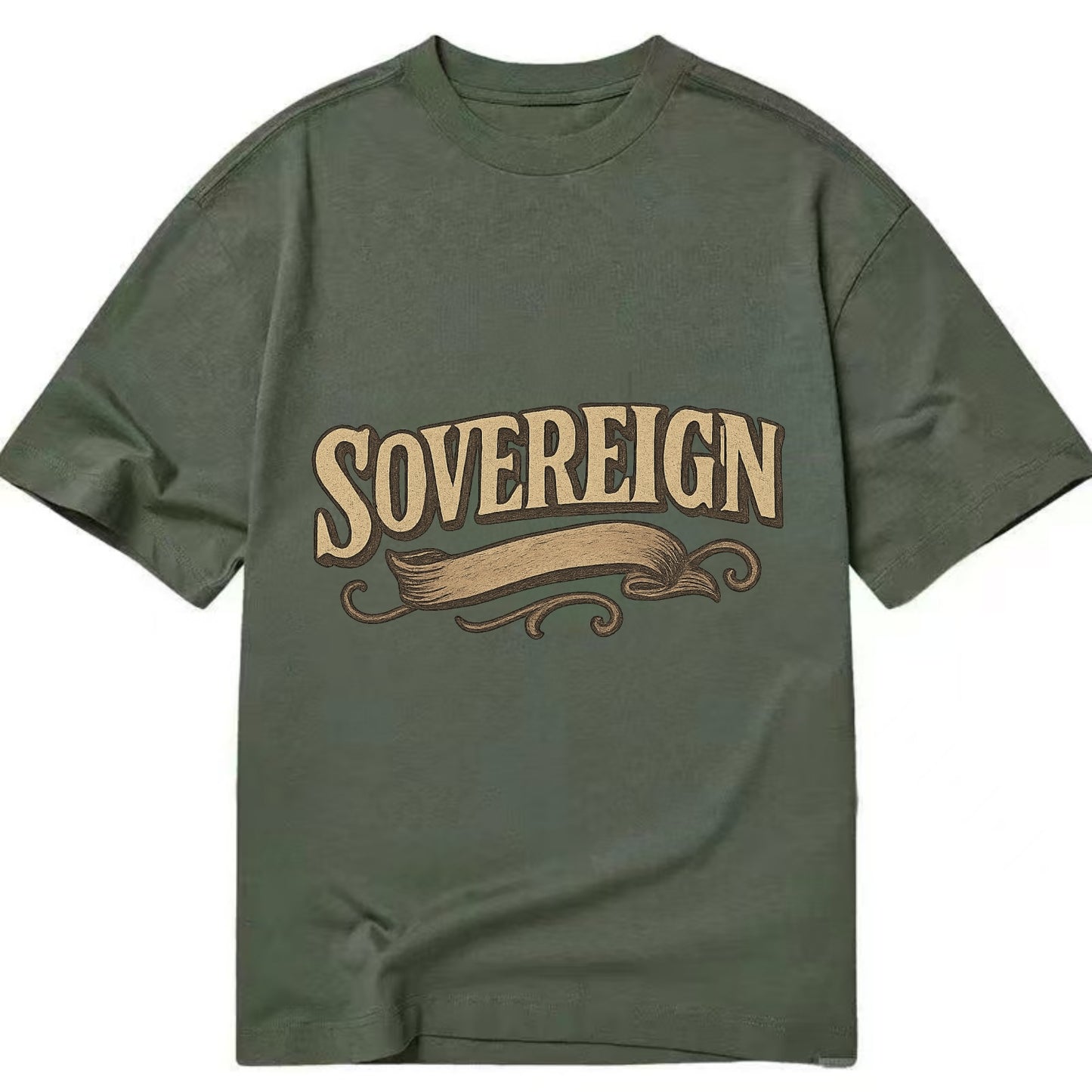 Bold typography design - "SOVEREIGN" - self-ruled, autonomous, in control - Classic T-shirt - Army Green