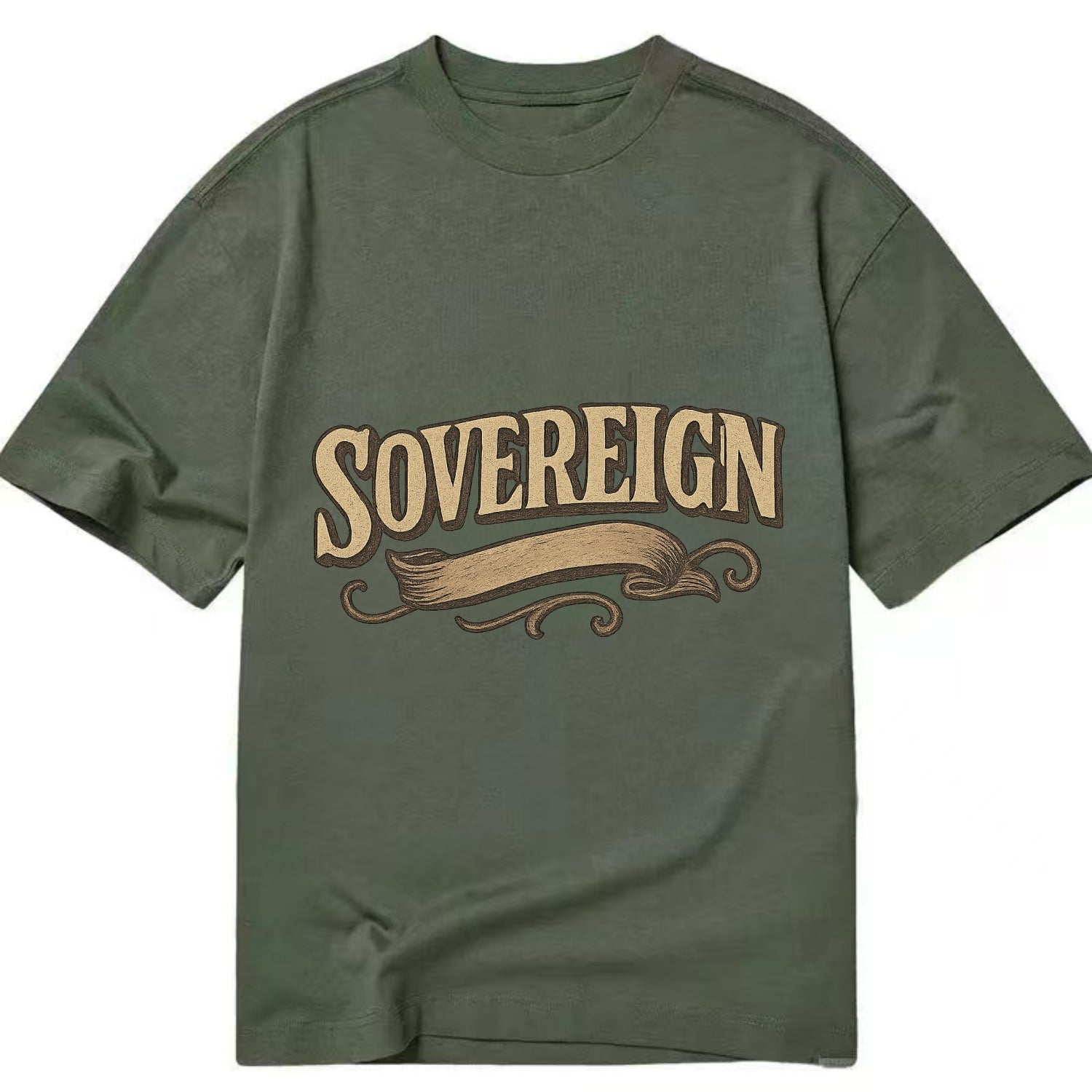 Bold typography design - "SOVEREIGN" - self-ruled, autonomous, in control - Classic T-shirt - Army Green