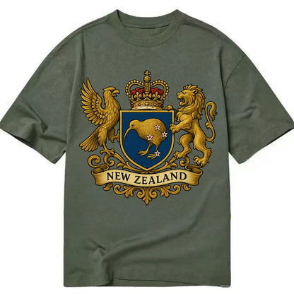 New Zealand Heritage Badge  - Classic T-shirt - Army Green
