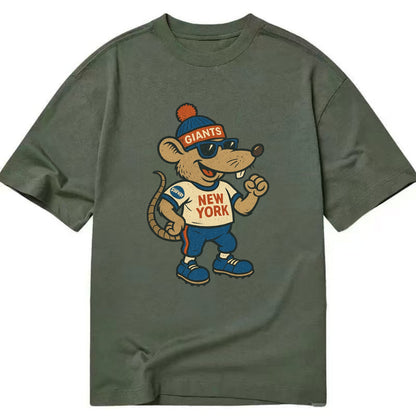 New York Rat wearing Giants beanie with subway patch and wayfarer sunglasses - Classic T-shirt - Army Green