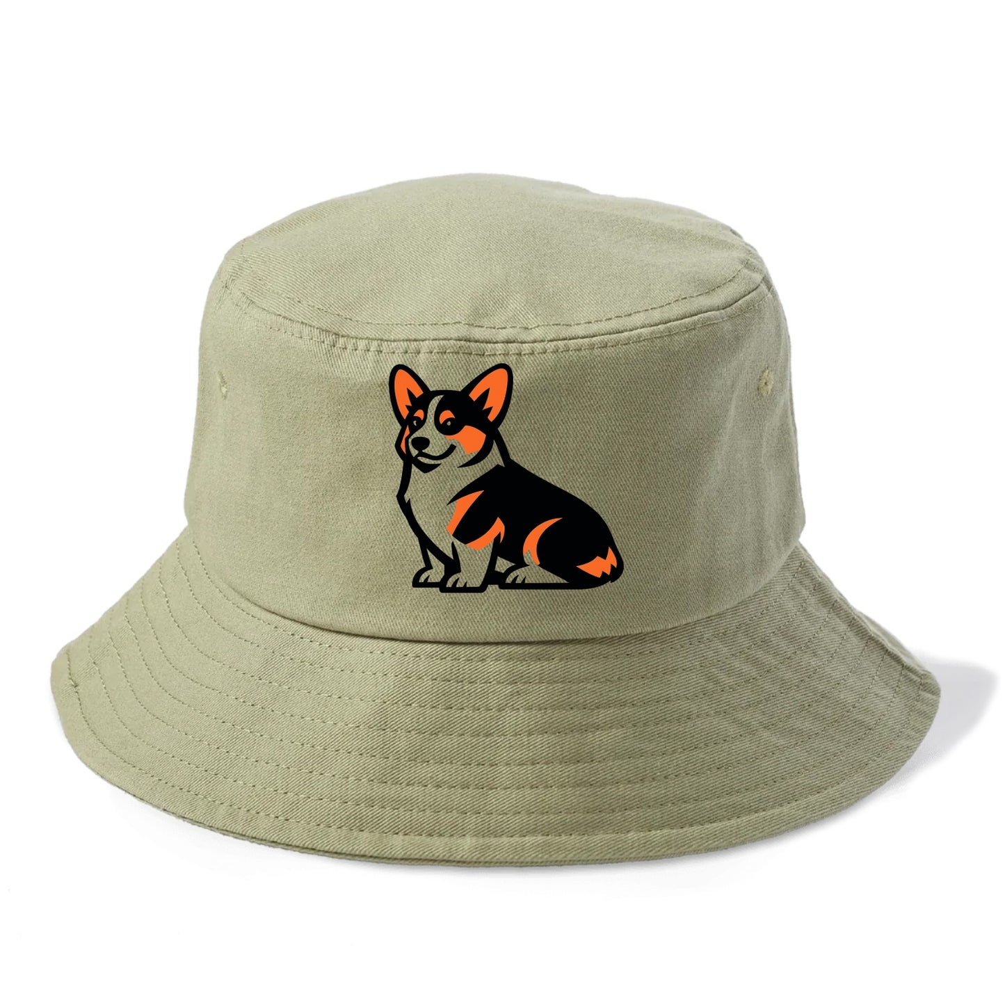 Tricolor Corgi Charm - Bucket Hat - Army Green
