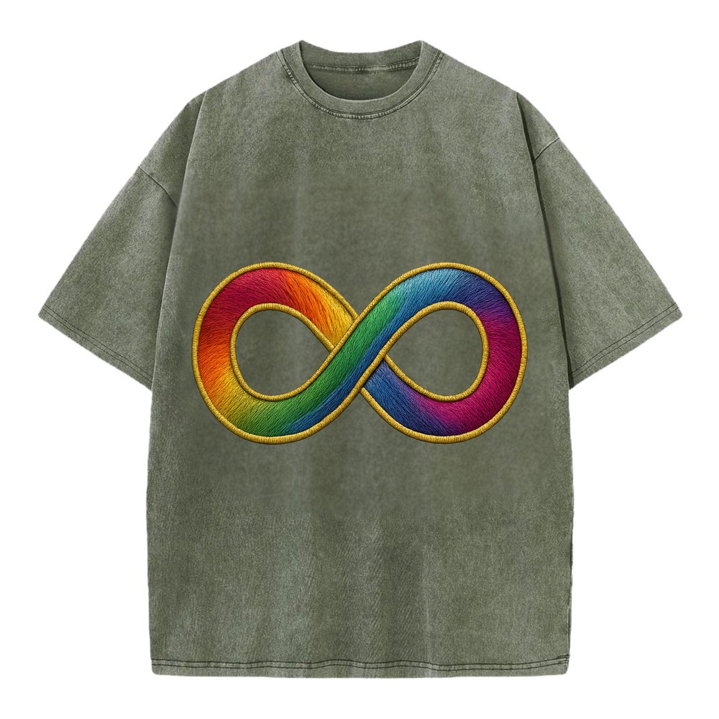 Infinity Symbol  - Vintage T-shirt - Army Green