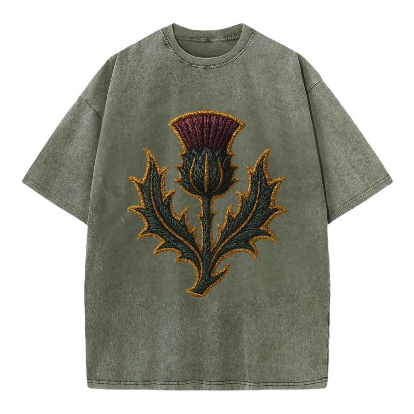 Scottish Thistle  - Vintage T-shirt - Army Green