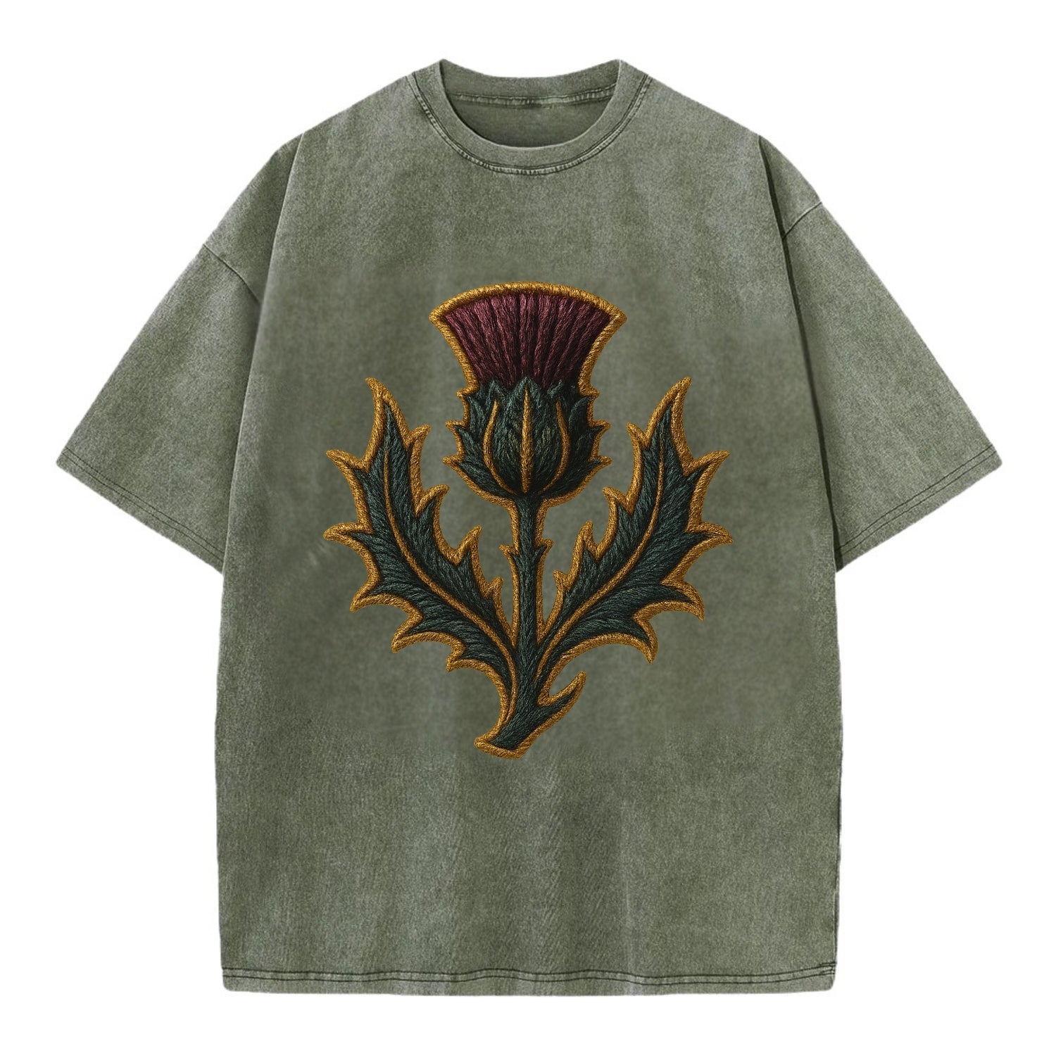 Scottish Thistle  - Vintage T-shirt - Army Green