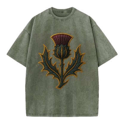 Scottish Thistle  - Vintage T-shirt - Army Green