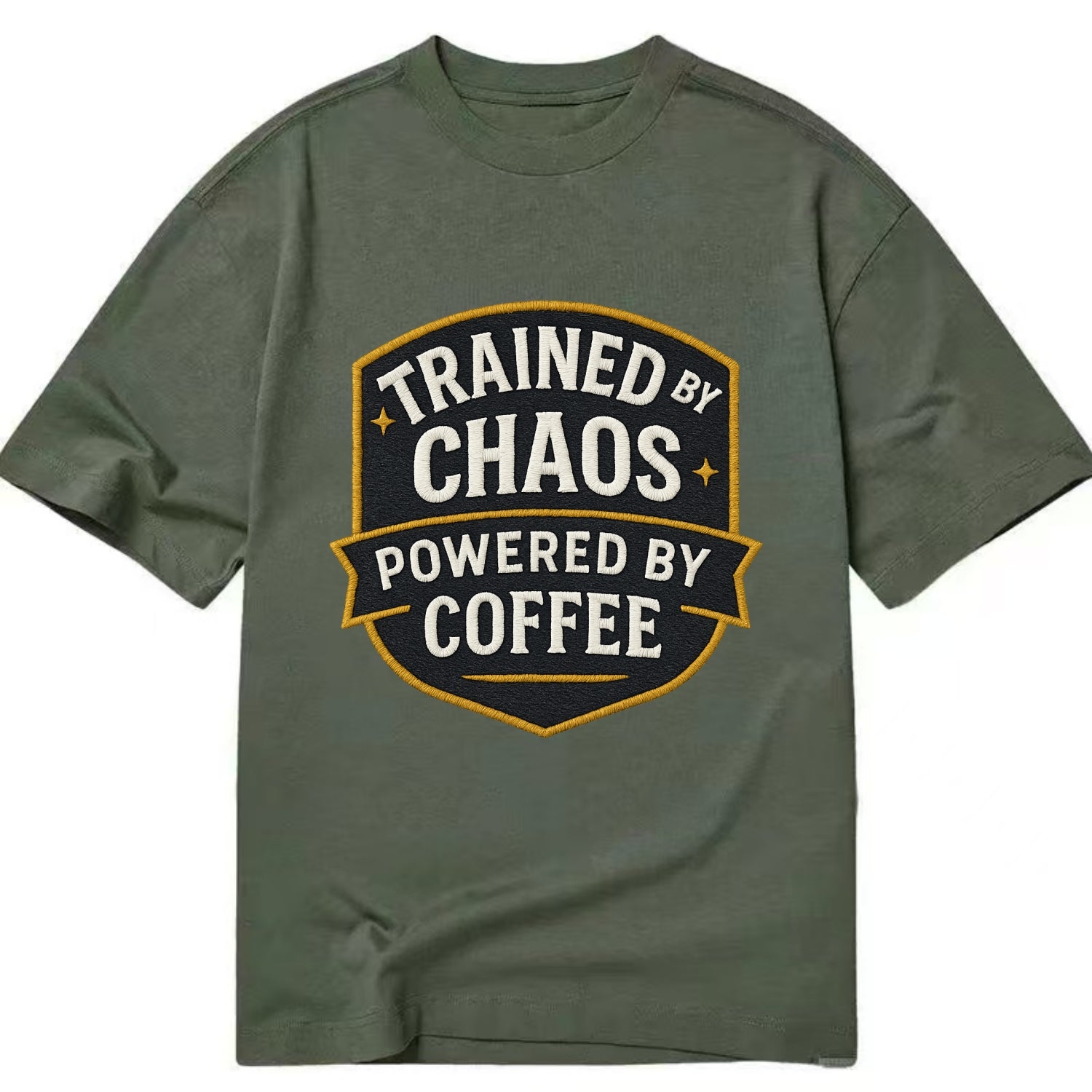 Trained by chaos, powered by coffee - Classic T-shirt - Army Green