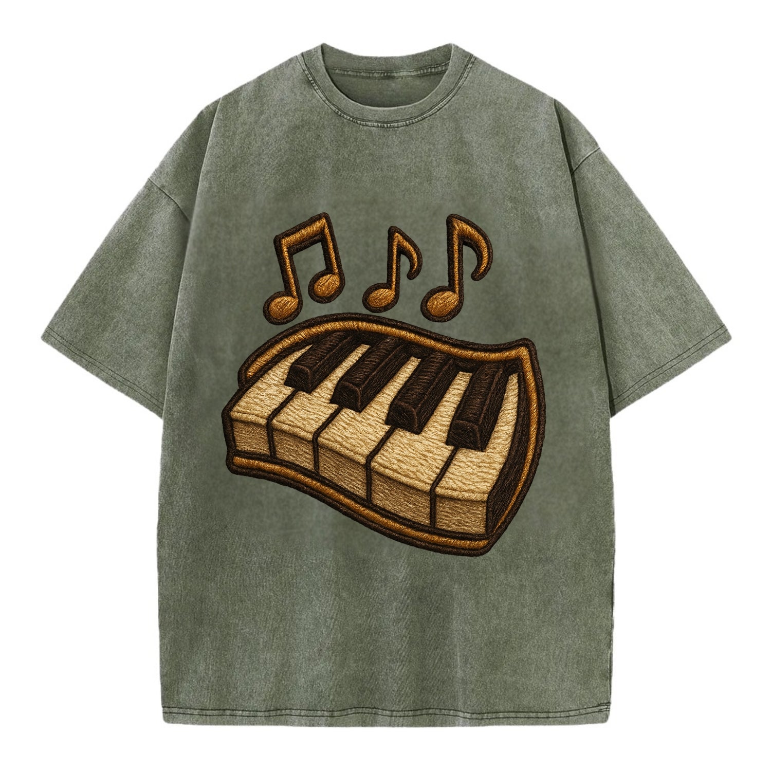Piano Keys  - Vintage T-shirt - Army Green