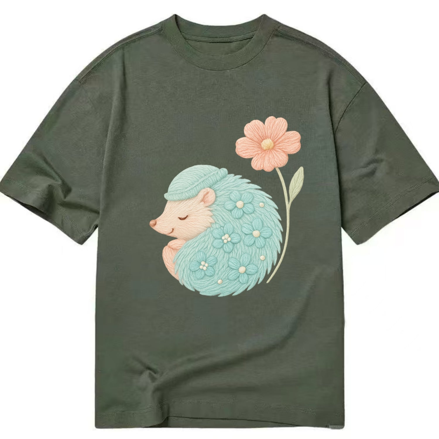 Aqua Hedgehog - Classic T-shirt - Army Green