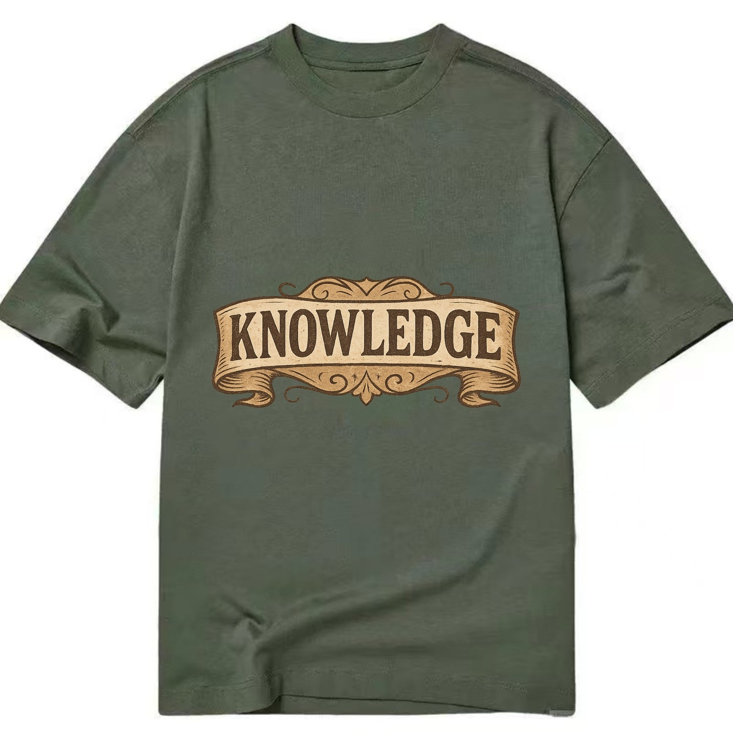 Bold typography design - "KNOWLEDGE" - learning, understanding - Classic T-shirt - Army Green
