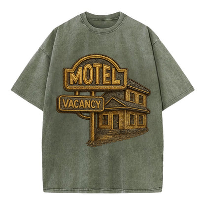 Motel Sign  - Vintage T-shirt - Army Green