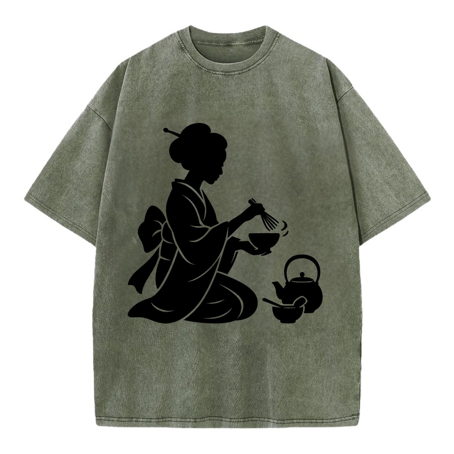 Geisha traditional tea ceremony - Vintage T-shirt - Army Green