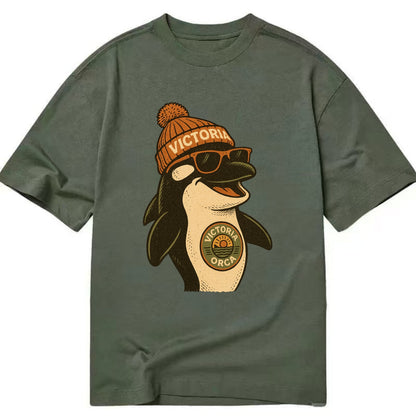 Victoria Orca wearing Victoria beanie wi - Classic T-shirt - Army Green