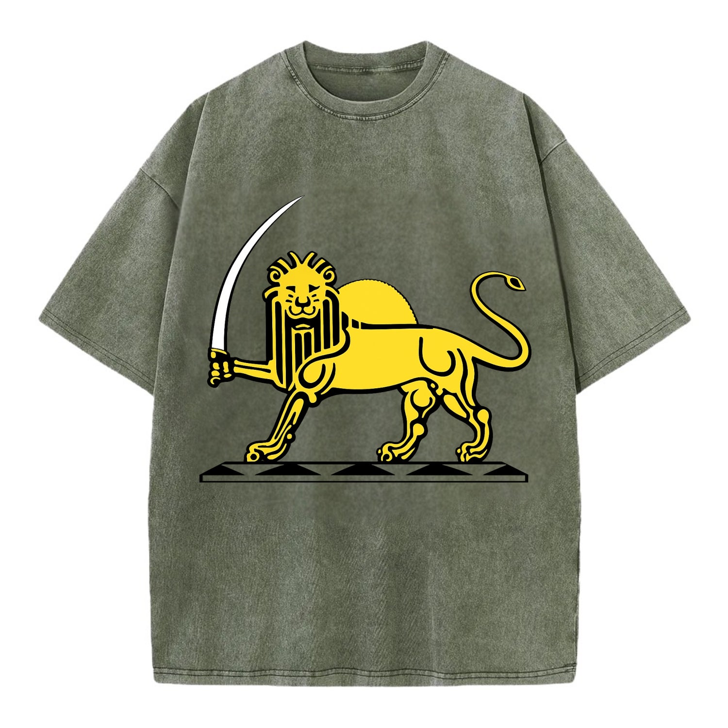 Lion Of The Rising Blade - Vintage T-shirt - Army Green