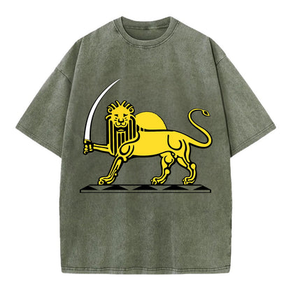 Lion Of The Rising Blade - Vintage T-shirt - Army Green