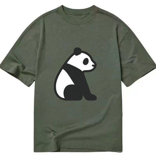 Panda - Black and white sitting pose flat side profile - Classic T-shirt