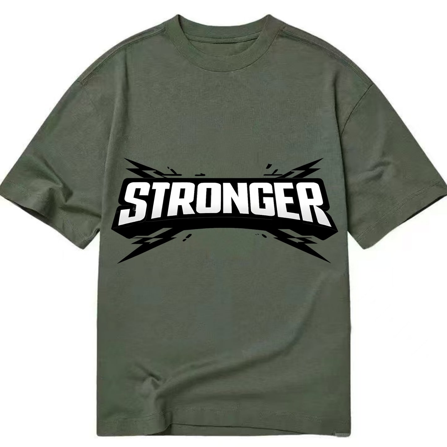 Bold typography design - "STRONGER" - getting better, building power - Classic T-shirt - Army Green