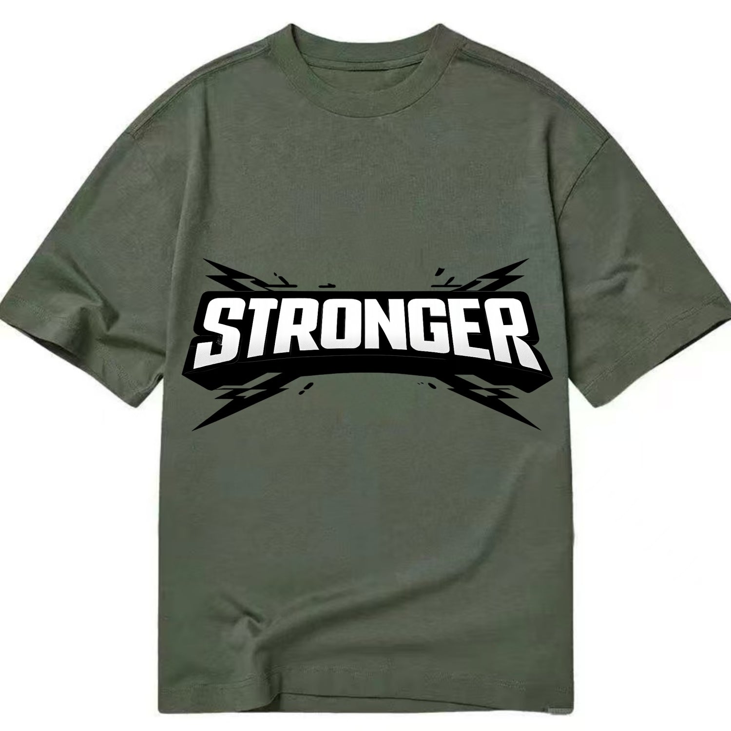 Bold typography design - "STRONGER" - getting better, building power - Classic T-shirt - Army Green