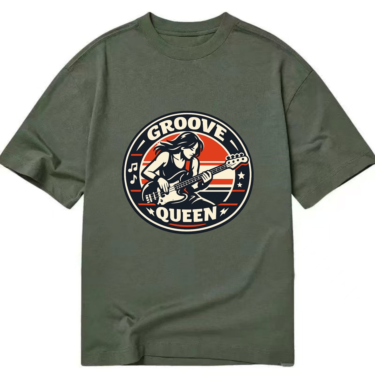 Groove Queen Emblem - Classic T-shirt - Army Green