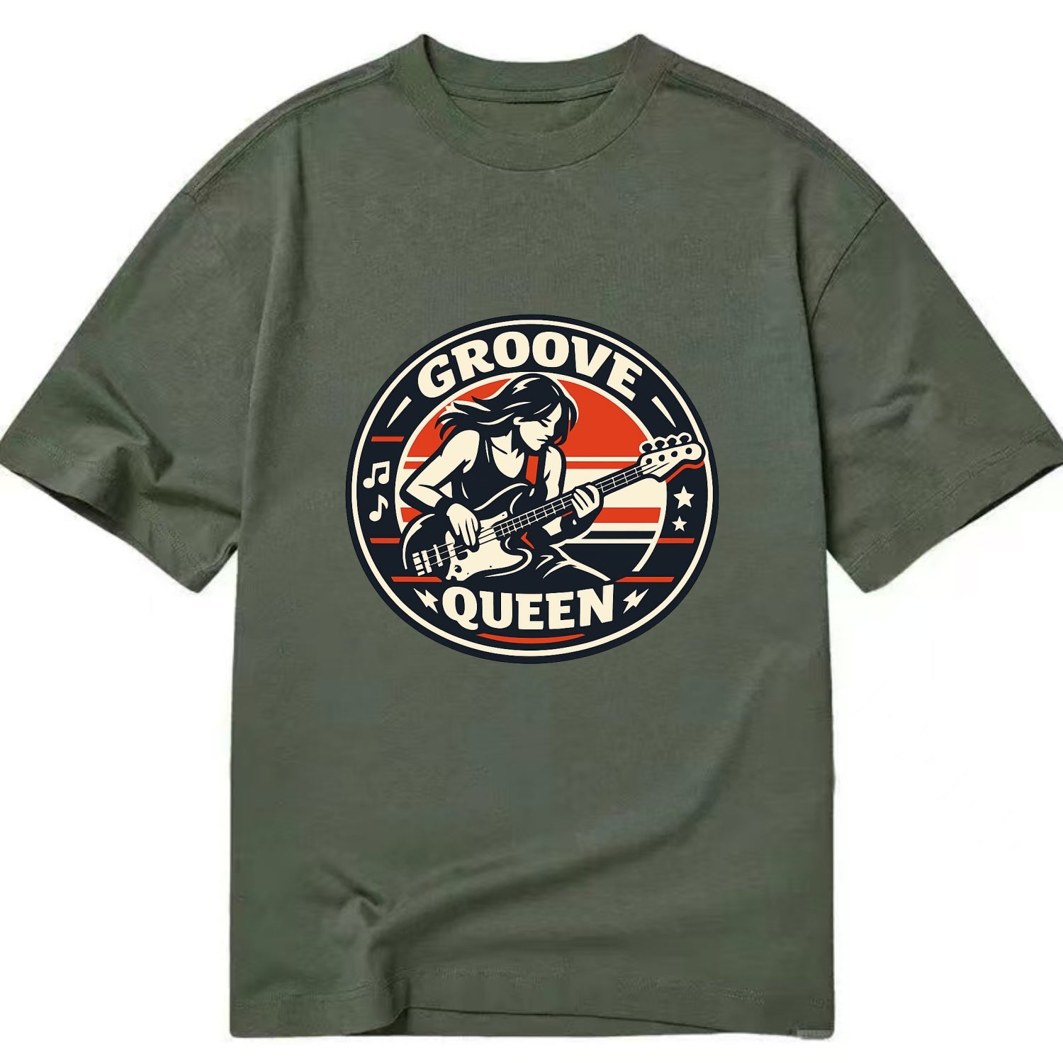 Groove Queen Emblem - Classic T-shirt - Army Green