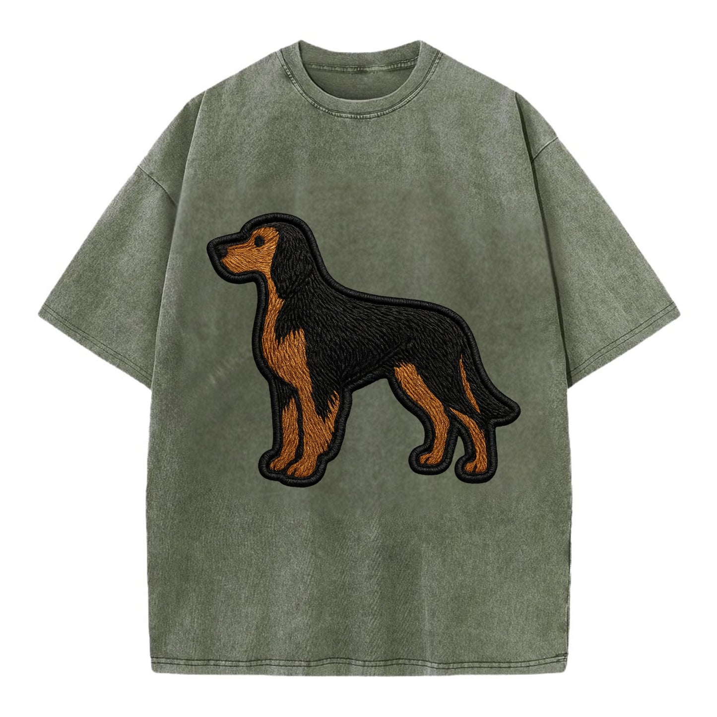 Gordon Setter - Modern setter silhouette - Vintage T-shirt - Army Green