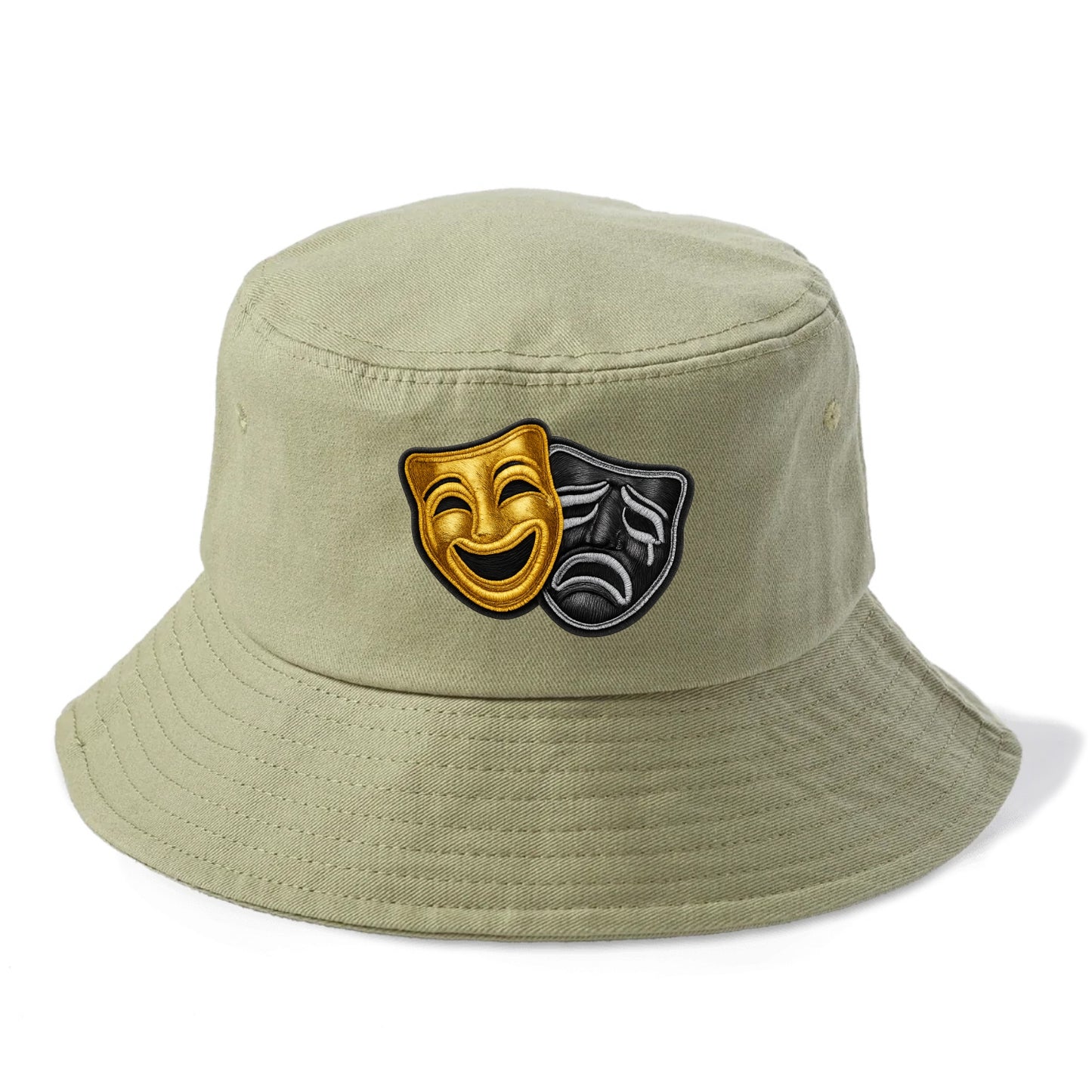 BROADWAY MASKS - comedy tragedy masks in gold and black , theater - Bucket Hat - Army Green