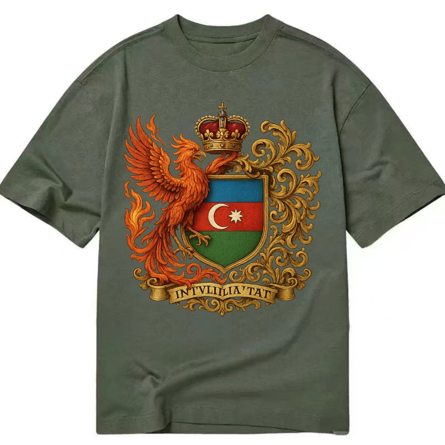 Azerbaijan Fire Phoenix Emblem  - Classic T-shirt - Army Green