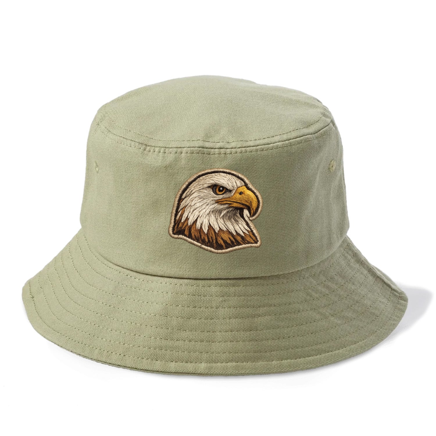 EAGLE HEAD PROFILE - majestic bald eagle in brown, white and gold , American pride - Bucket Hat - Army Green
