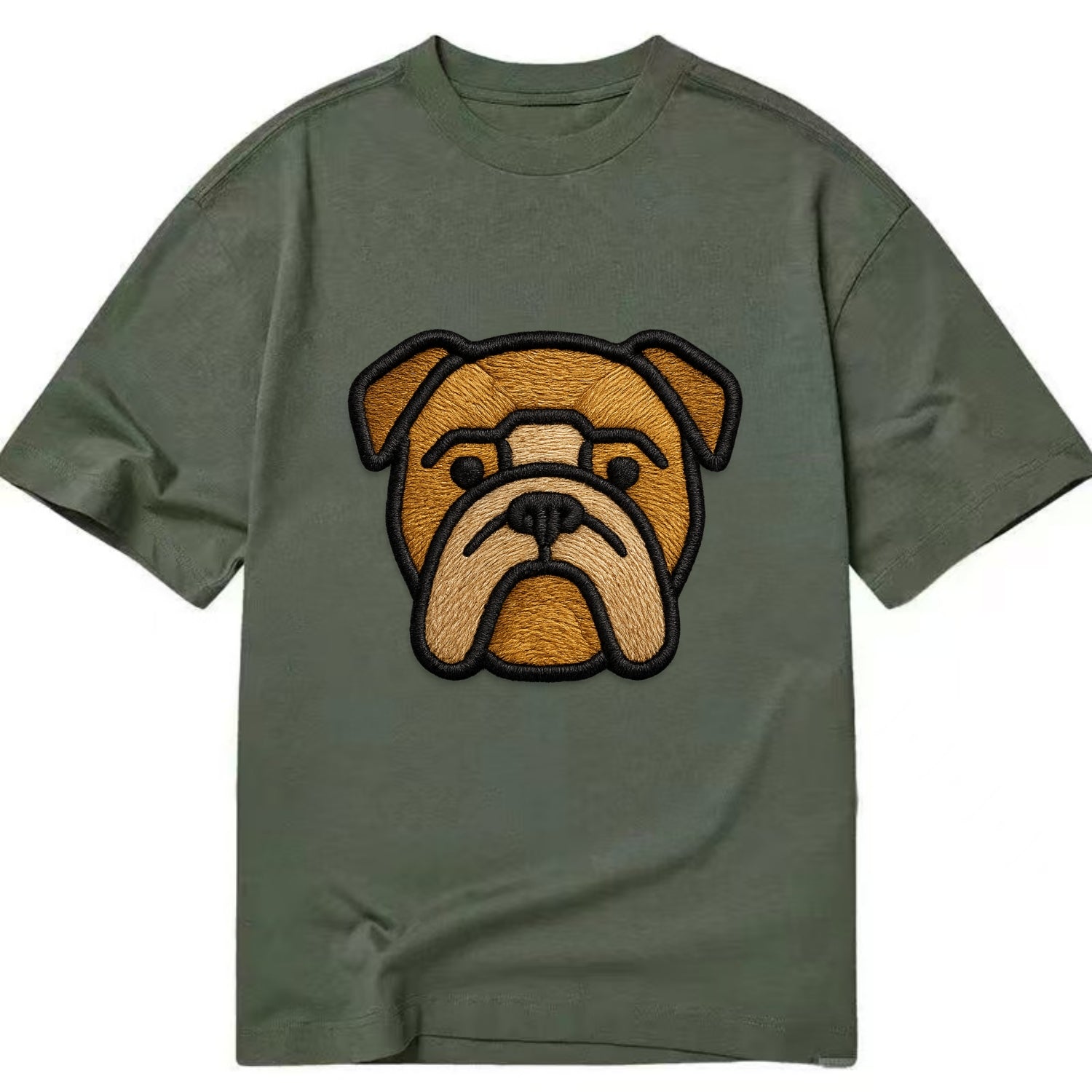 Bulldog - Minimalist geometric design wi - Classic T-shirt - Army Green