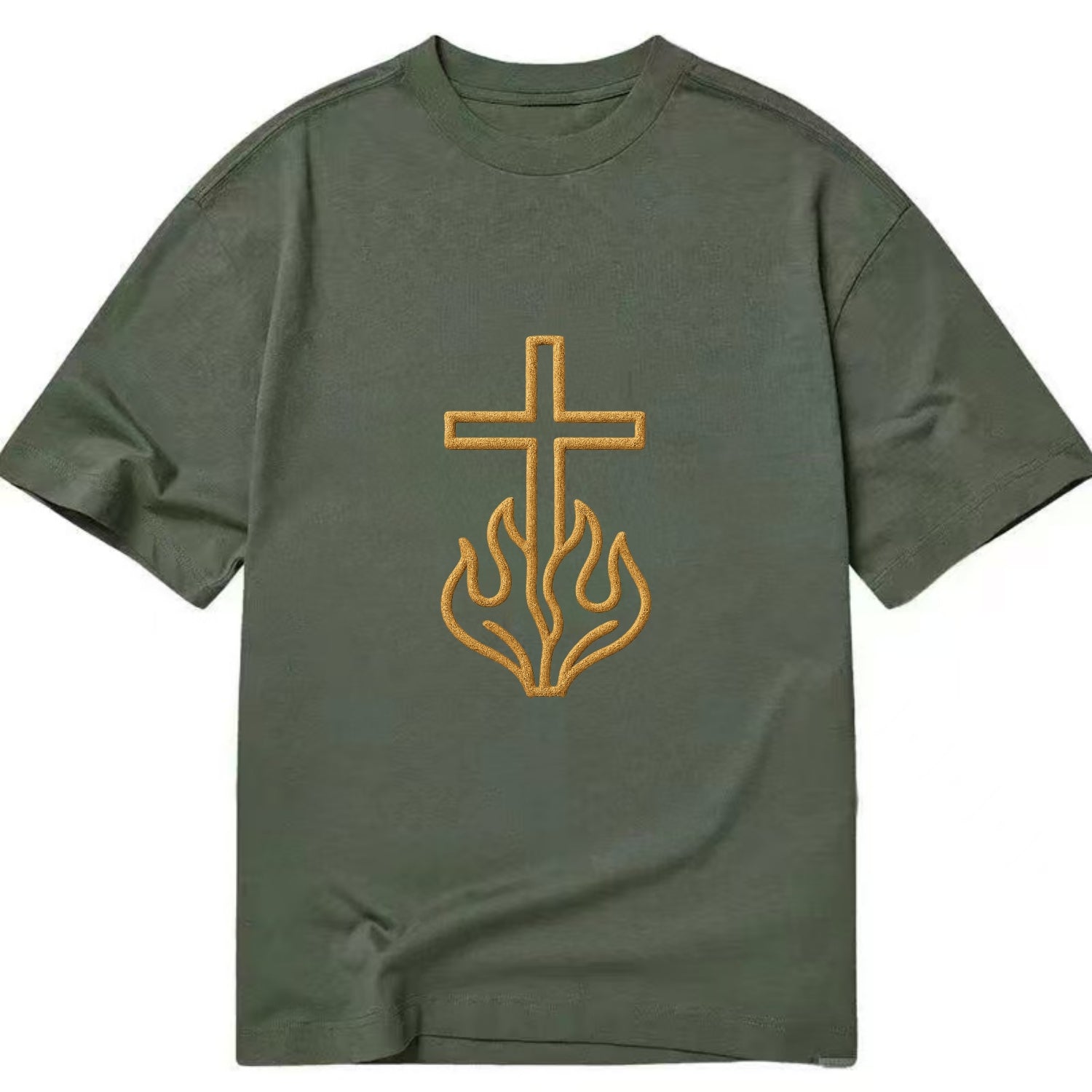 Burning Bush Cross  - Classic T-shirt - Army Green