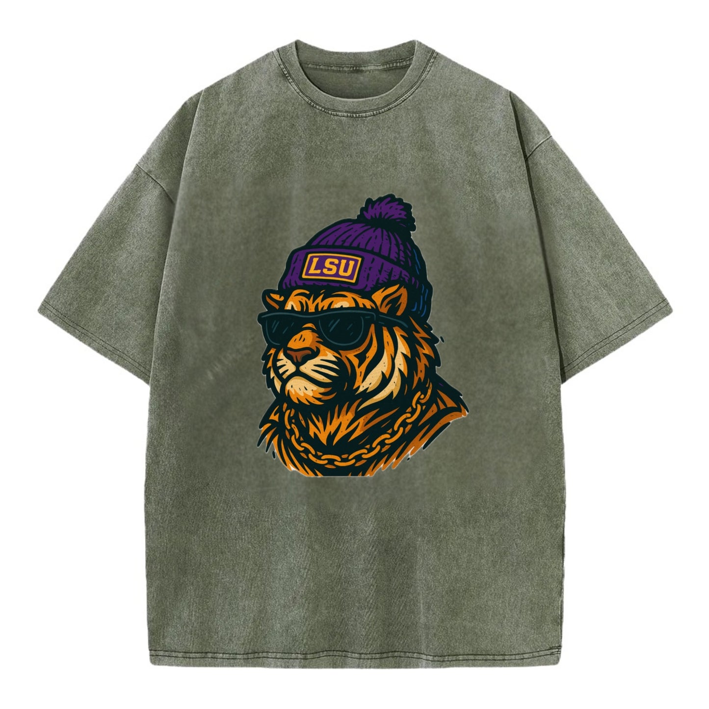 LSU Mike Tiger - Vintage T-shirt - Army Green