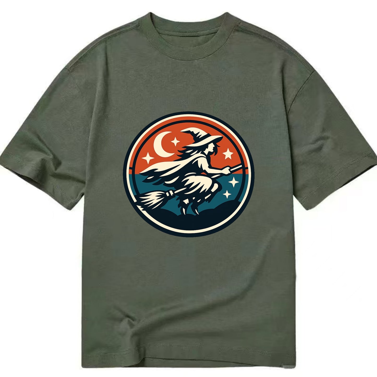 Mystic Night Witch Emblem - Classic T-shirt - Army Green