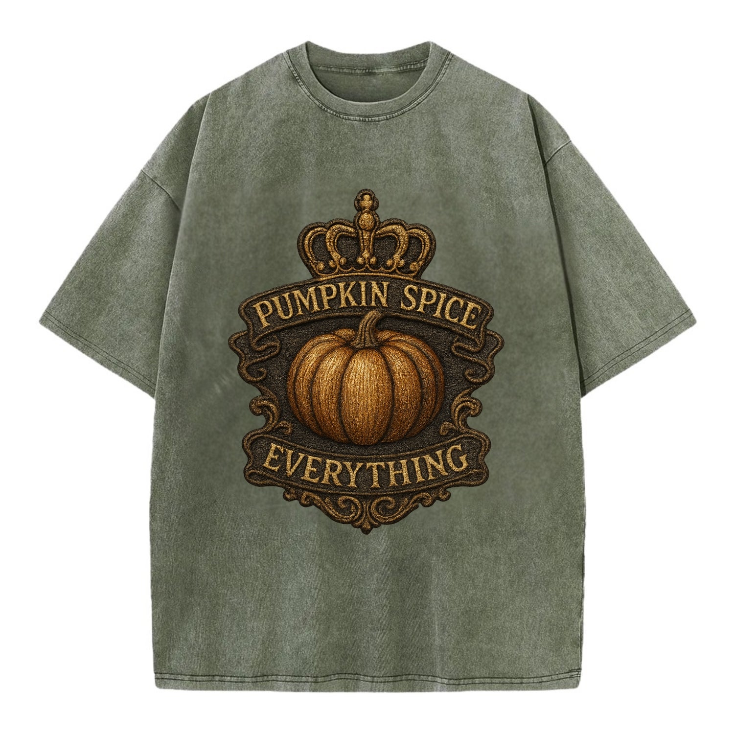 Pumpkin Spice Everything  - Vintage T-shirt - Army Green
