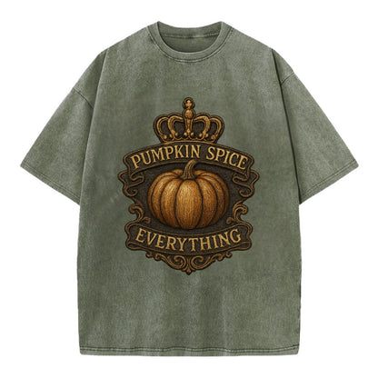 Pumpkin Spice Everything  - Vintage T-shirt - Army Green